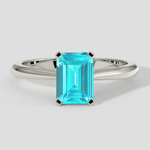 Bague classique Paraiba taille émeraude 2 carats