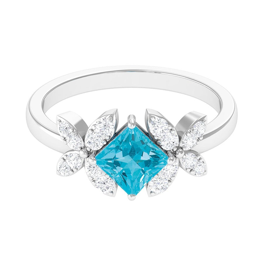 Bague cocktail florale moderne Paraiba