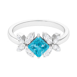 Bague cocktail florale moderne Paraiba