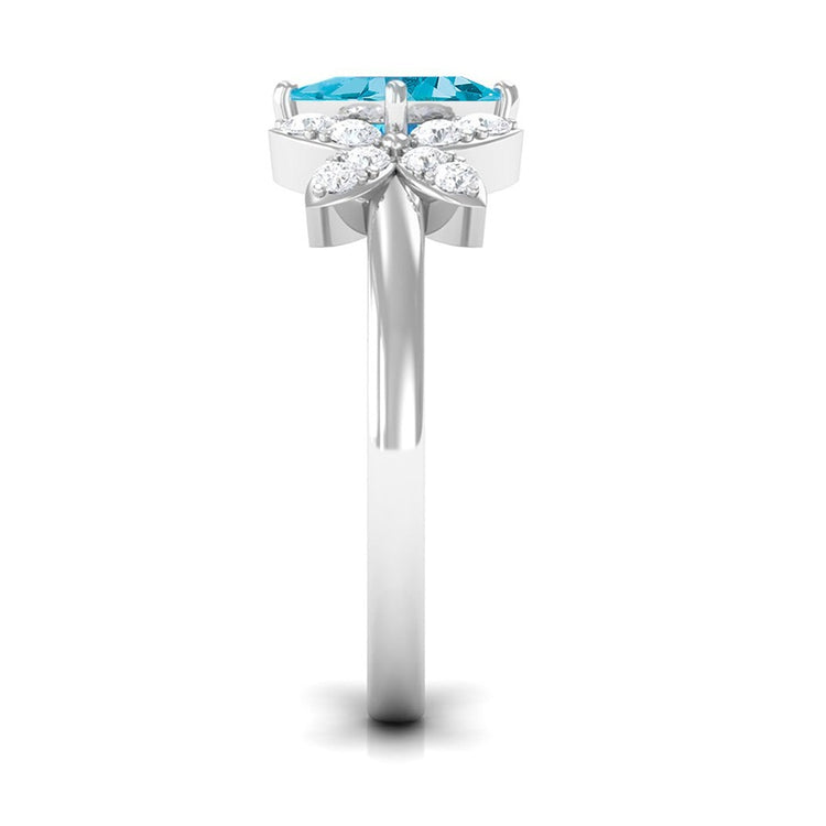 Bague cocktail florale moderne Paraiba