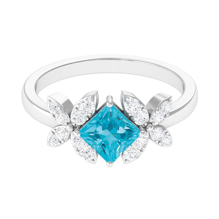 Bague cocktail florale moderne Paraiba