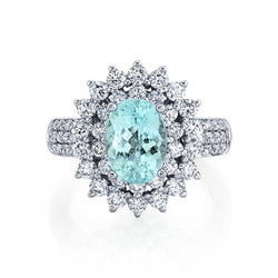 Bague cocktail ovale scintillante Paraiba