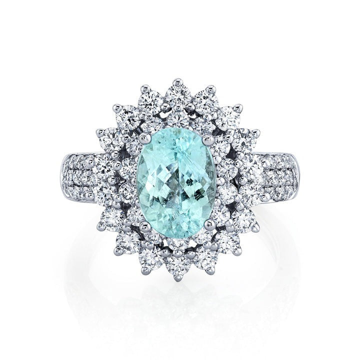 Bague cocktail ovale scintillante Paraiba