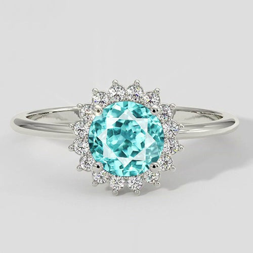 Bague cocktail style fleur de Paraiba