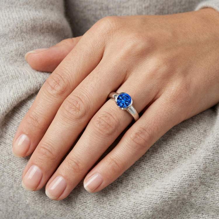 naturel round diamant 1.50carats bague sur blanc