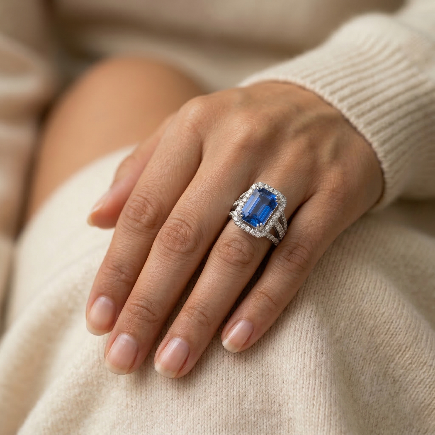 naturel radiant diamant 6.50carats bague avec accents diamants