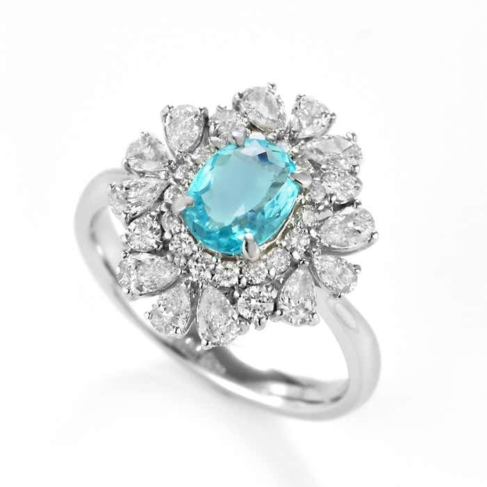 Bague de cocktail florale Paraiba Halo