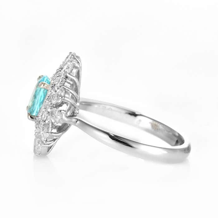 Bague de cocktail florale Paraiba Halo