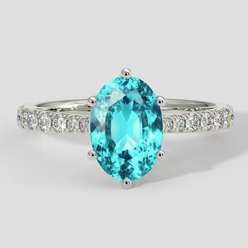 Bague de fiançailles 6 griffes Paraiba