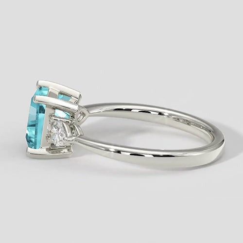 Bague de fiançailles Paraiba Coussin à trois pierres