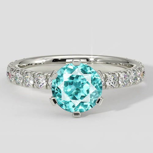 Bague de fiançailles en tourmaline Paraiba de 2 carats et diamants