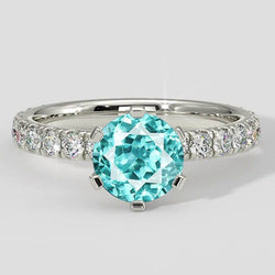 Bague de fiançailles en tourmaline Paraiba de 2 carats et diamants