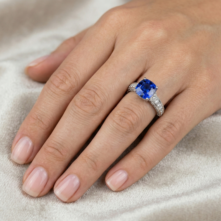 naturel round diamant 3.50carats bague sur blanc