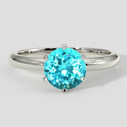 Bague de fiançailles ronde en tourmaline Paraiba