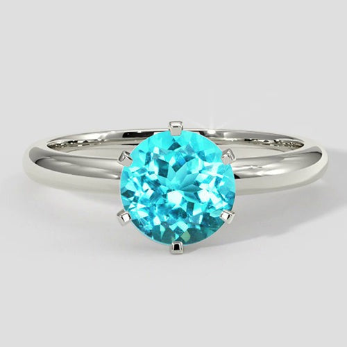 Bague de fiançailles ronde en tourmaline Paraiba
