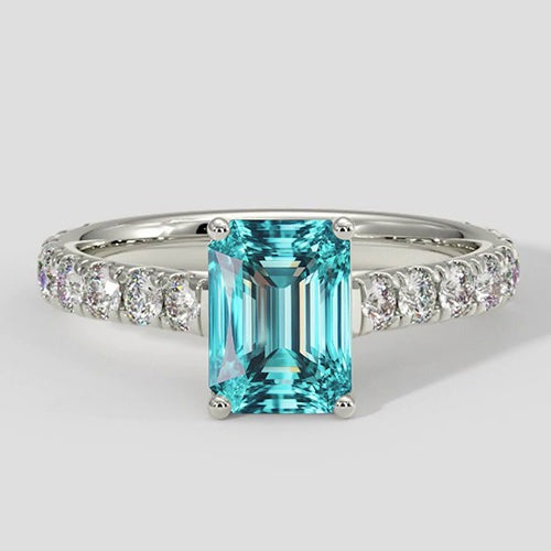 Bague élégante en diamant bleu Paraiba