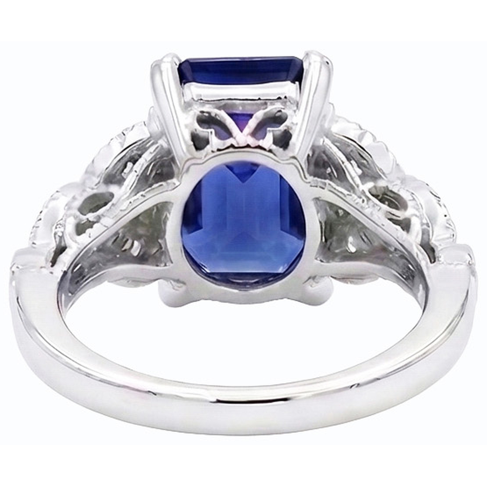 naturel round saphir 3.50carats bague vue de dessus