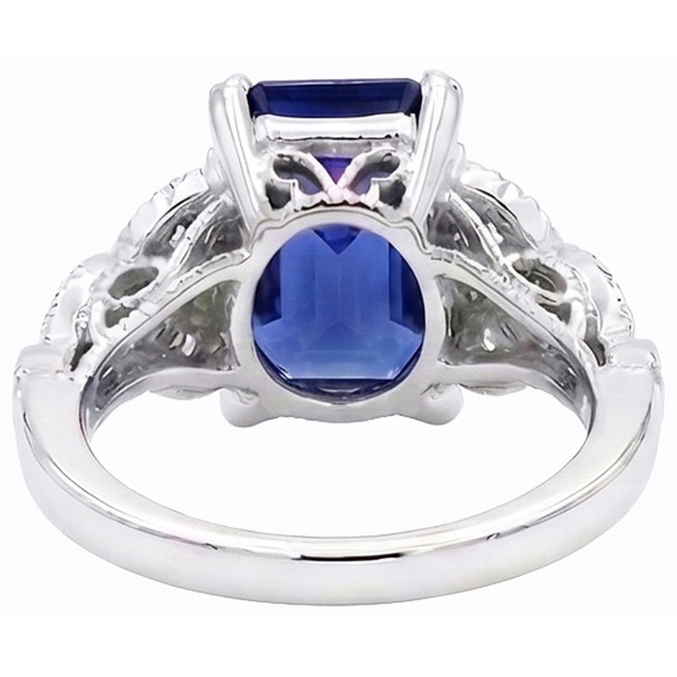 naturel round saphir 3.50carats bague vue de dessus
