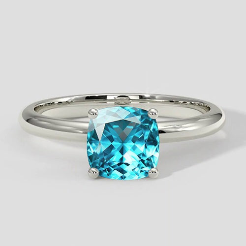 Bague en Paraiba bleu naturel taille coussin