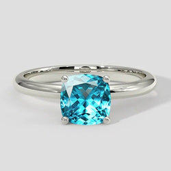 Bague en Paraiba bleu naturel taille coussin