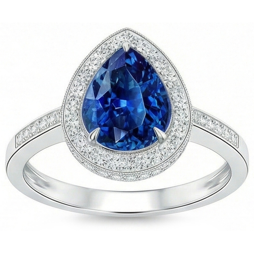 naturel pear diamant 3.00carats bague vue de dessus