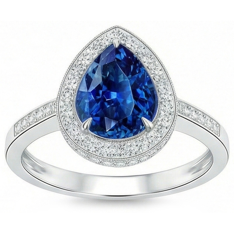 naturel pear diamant 3.00carats bague vue de dessus