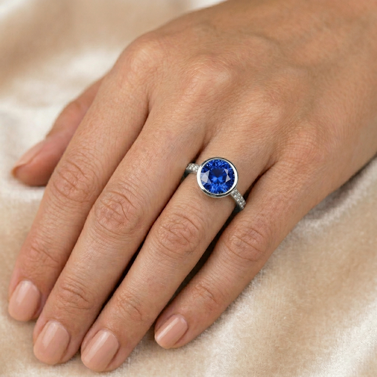 naturel round diamant 3.50carats bague avec accents diamants