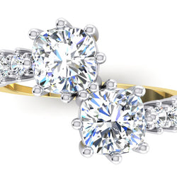 Bague en or blanc 14 carats avec diamant taille coussin double de 3,30 carats