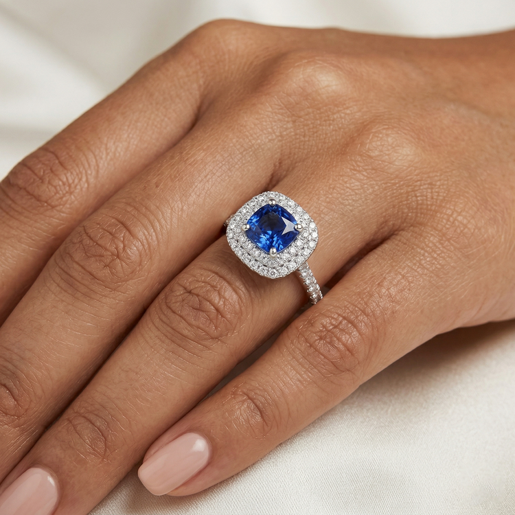 naturel round diamant 2carats bague sur blanc