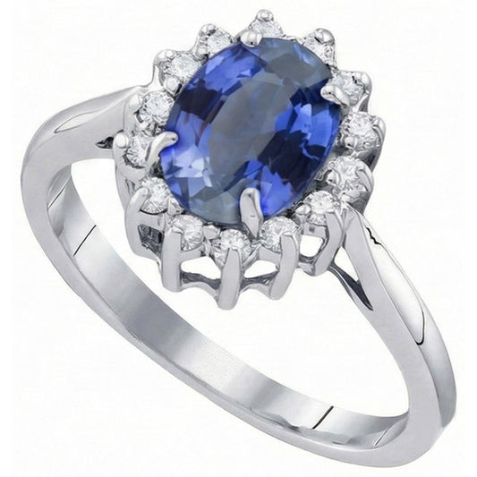 Bague en saphir bleu de Ceylan. bijoux en diamant de 4.70 carats