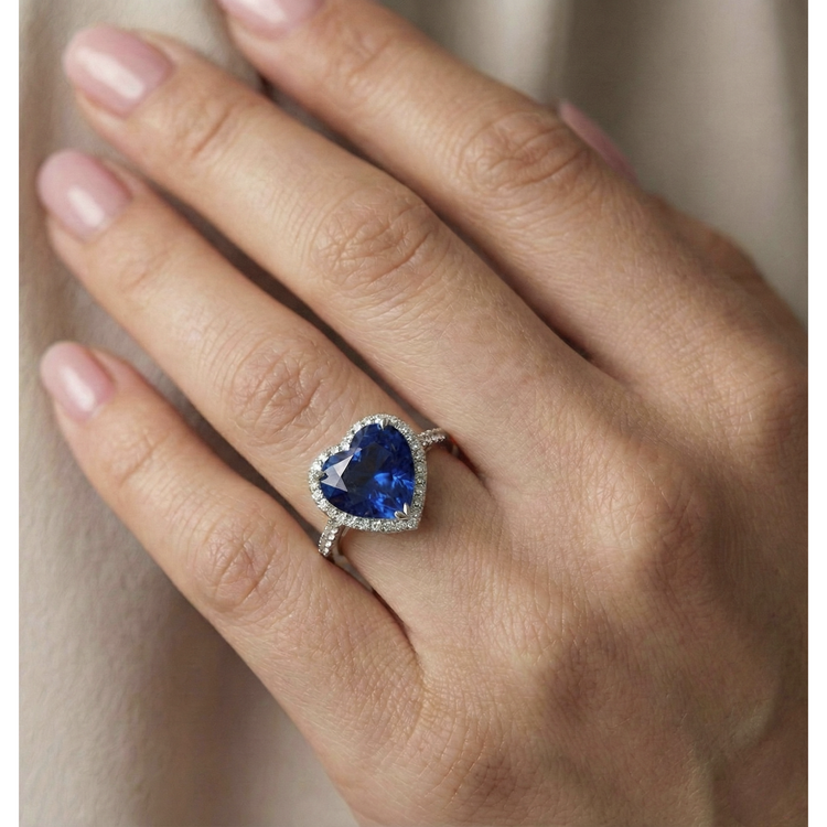 Bague en saphir de Ceylan avec pierres précieuses pour femmes. style torsadé. 6 carats