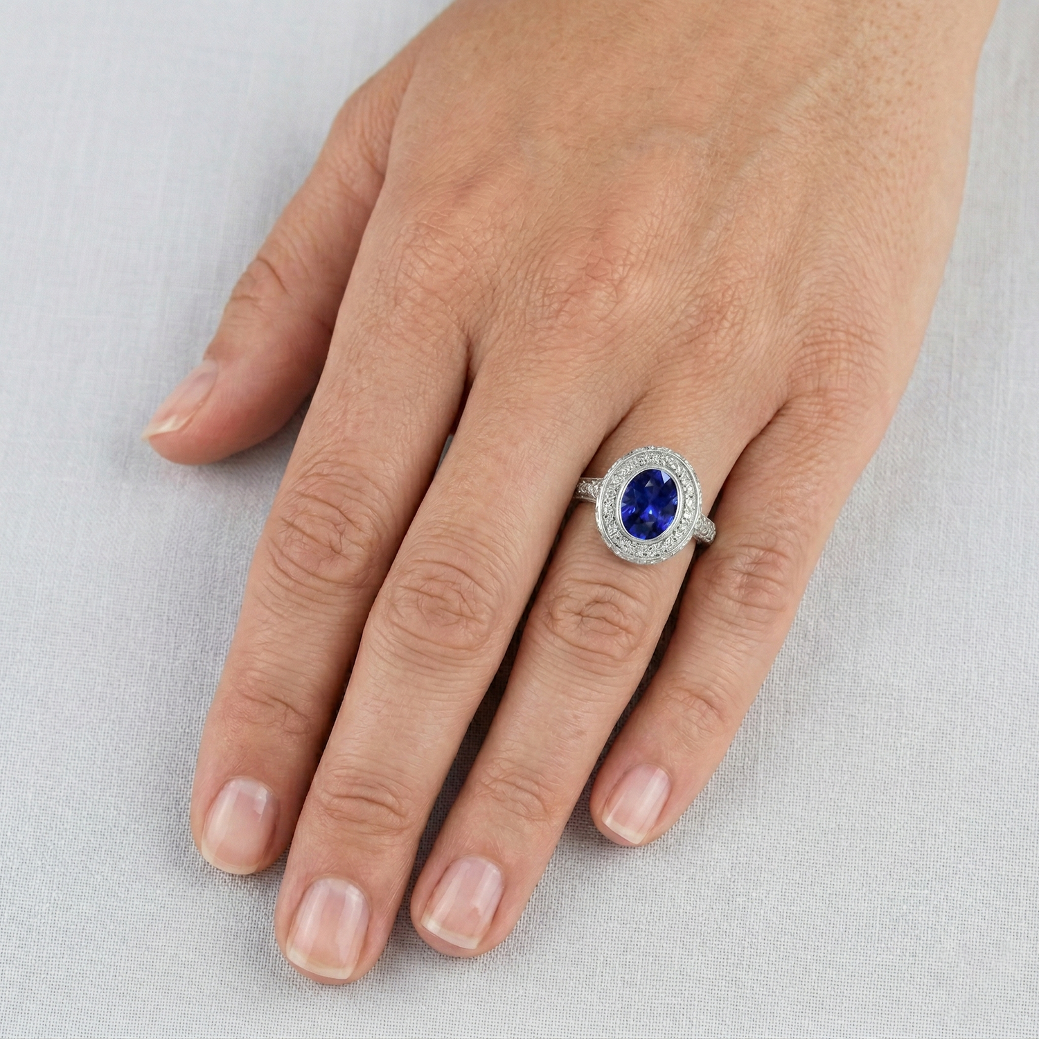 naturel round diamant 3.40carats bague avec accents diamants