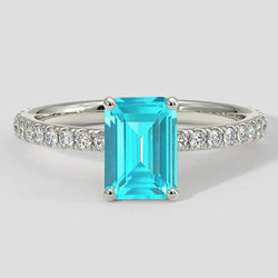Bague en tourmaline Paraiba taille émeraude naturelle