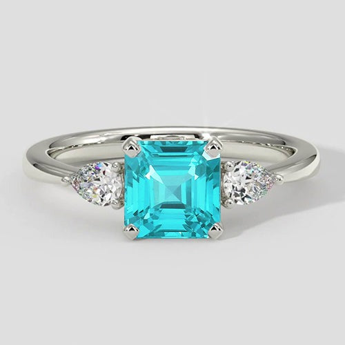 Bague en tourmaline paraïba taille Asscher de 2,10 carats