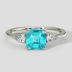 Bague en tourmaline paraïba taille Asscher de 2,10 carats