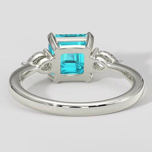 Bague en tourmaline paraïba taille Asscher de 2,10 carats