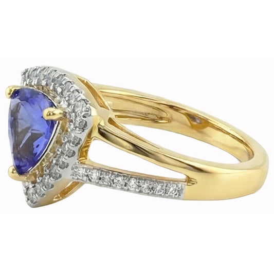 naturel trillion tanzanite 1.51carats bague angle de côté