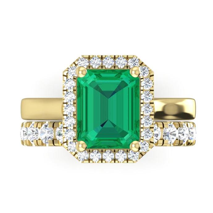 Bague halo émeraude verte 5 carats