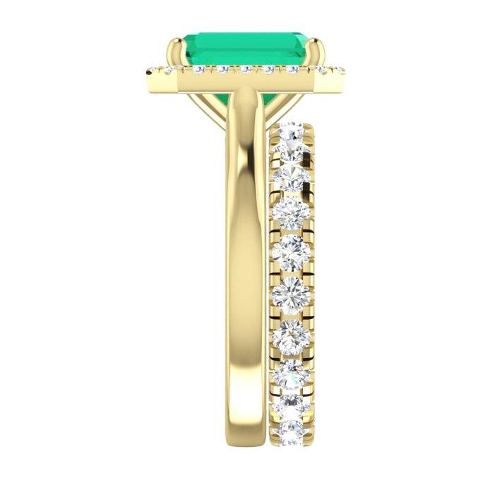 Bague halo émeraude verte 5 carats
