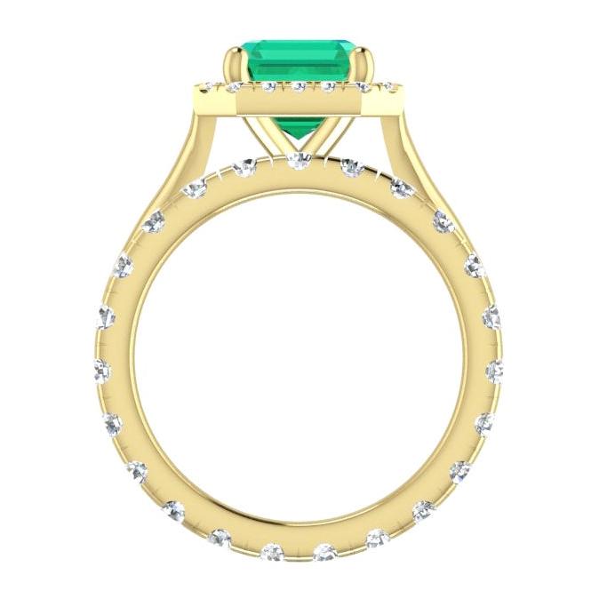 Bague halo émeraude verte 5 carats