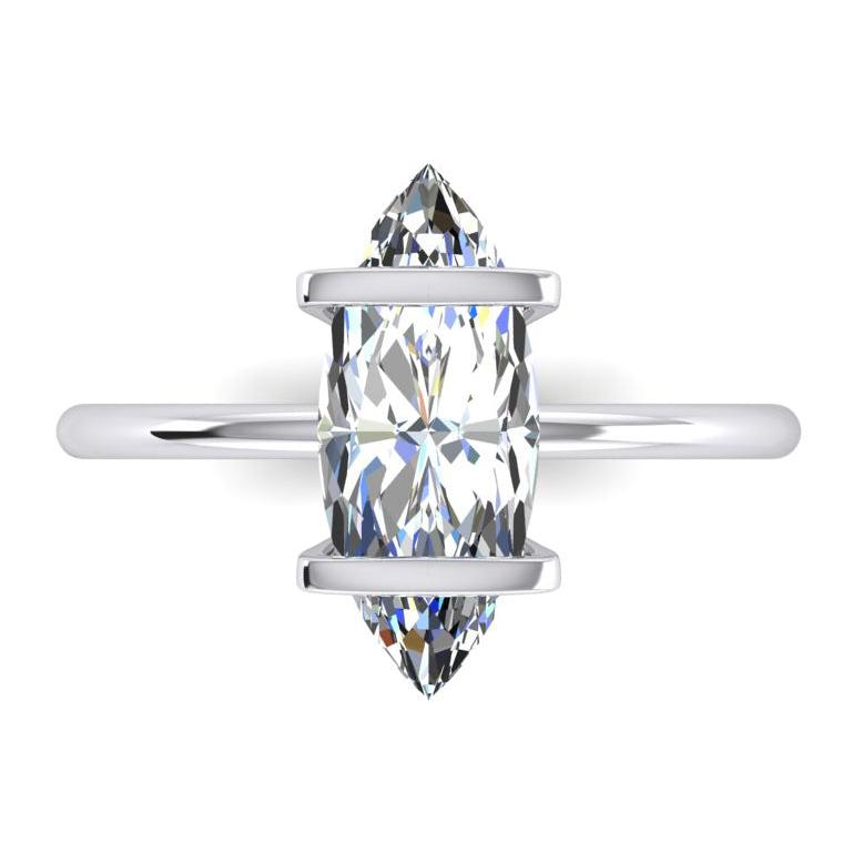 Bague marquise à deux griffes, style unique