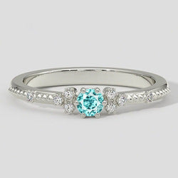 Bague millegrain tourmaline et diamants Paraiba