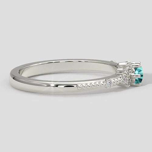 Bague millegrain tourmaline et diamants Paraiba