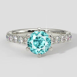Bague pavée en or blanc Paraiba