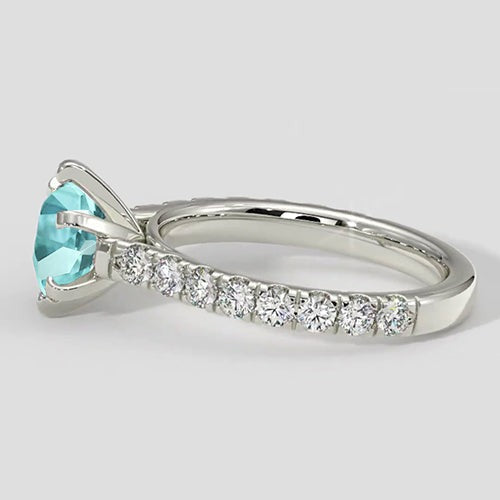 Bague pavée en or blanc Paraiba