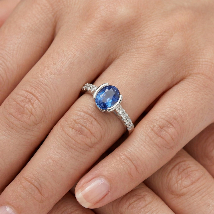 naturel round diamant 1.41carats bague avec accents diamants