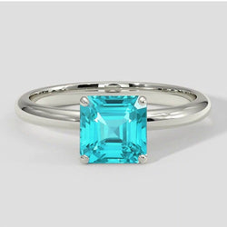 Bague solitaire Paraiba bleu néon