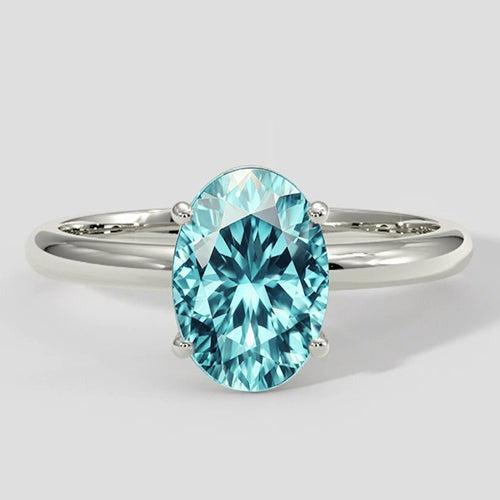 Bague solitaire ovale bleue Paraiba 3 carats