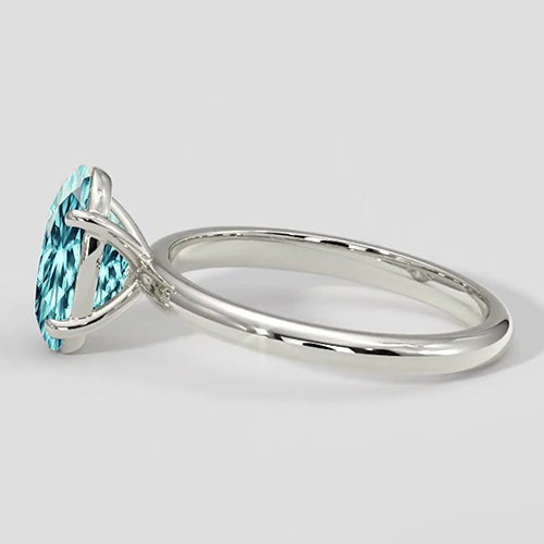 Bague solitaire ovale bleue Paraiba 3 carats