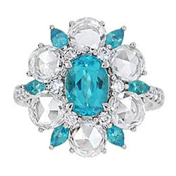 Bague style fleur en tourmaline Paraiba